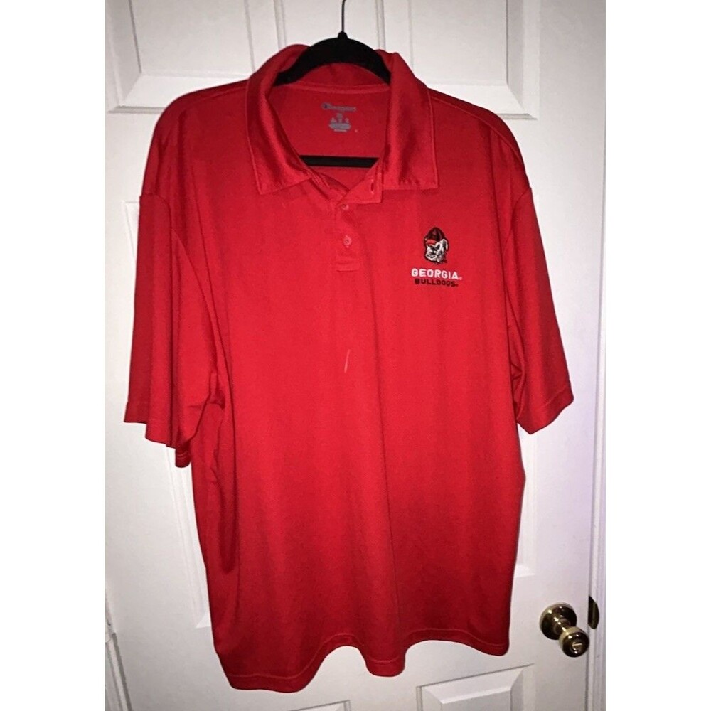 Men's Champion NCAA Georgia Bulldogs Polo Shirt Red Golf Size 2xl